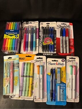 Pens, Pencils, & Highlighter Bundle, NIP, Sharpie, Bic, Pilot, Papermate, Zebra